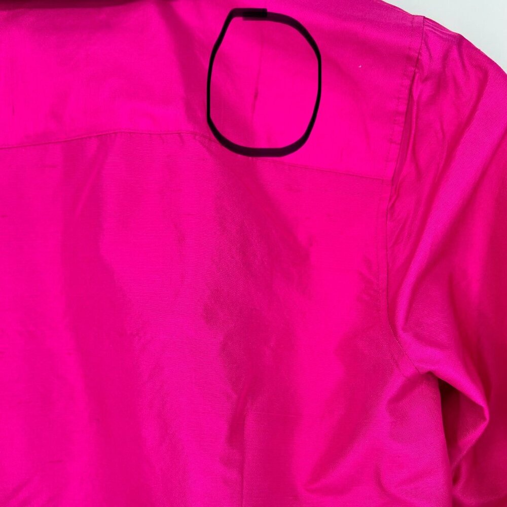 Talbots Womens Silk Button Up Blouse Size L? Petite Fuchsia Long Sleeve - Picture 8 of 10